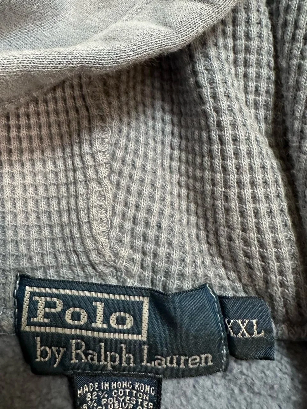 Polo Ralph Lauren Men’s Gray Blue Vintage 90s Spell out Full Zip Hoodie Size XXL